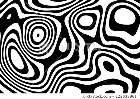 Black and white marble pattern. Black and white curved stripes, fluid wavy lines, artistic waves. Eps 10 122038961