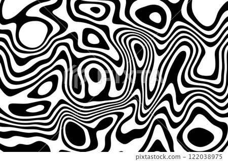Optical illusion. Abstract striped wavy background with distortion effect. Vector illustration. EPS 10 122038975
