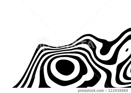 Black on white abstract perspective line wave stripes with 3d dimensional effect isolated on black. Eps 10 Black on white abstract perspective line wave stripes with 3d dimensional effect isolated on black. Eps 10 122038989