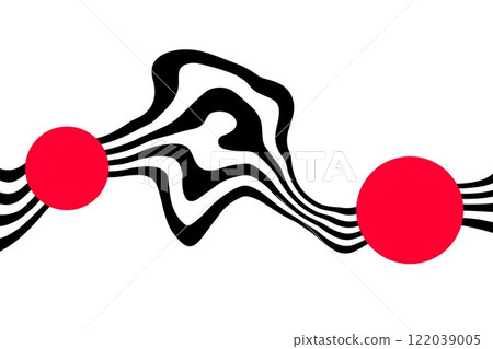 Black wavy lines on a white background with red circles. Eps 10 122039005