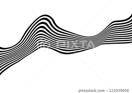 Optical art background, geometric wave design, black and white,Vector wave stripes abstract background. Eps 10 122039008