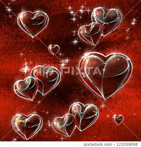 Seamless pattern with hearts on the red background.  122039098