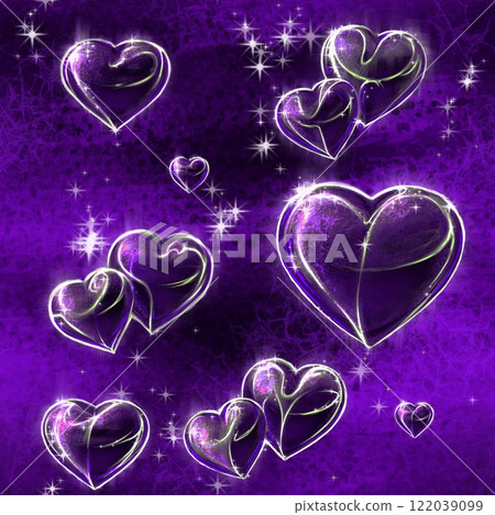 Seamless pattern with hearts on the violet  background.  122039099
