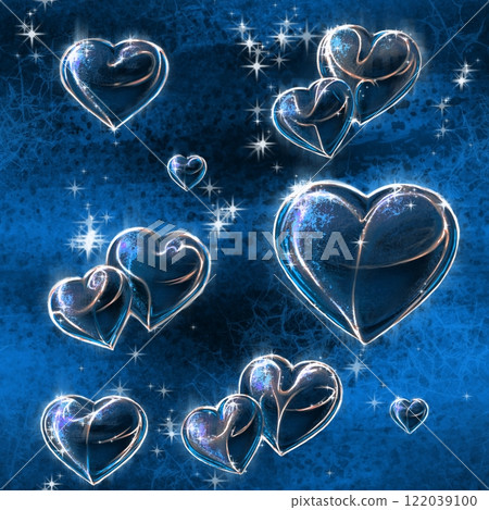 Seamless pattern with hearts on the blue background.  122039100