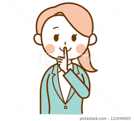 穿著西裝的女人保持安靜的插圖 穿著西裝的女人保持安靜的插圖 122040005