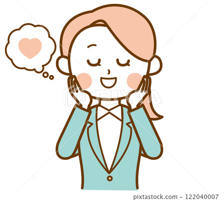 Illustration of a woman in a suit looking enchanted 122040007