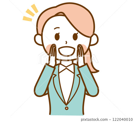Illustration of a woman in a suit calling out Illustration of a woman in a suit calling out 122040010