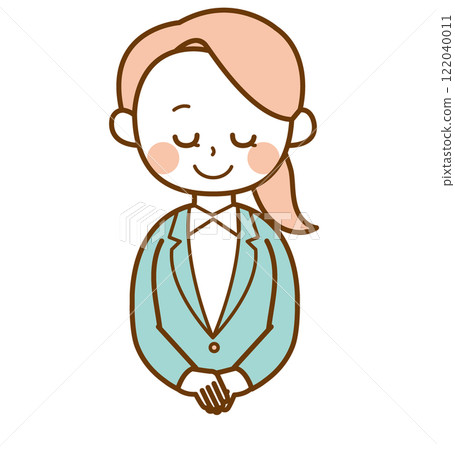 穿著西裝的女人鞠躬的插圖 穿著西裝的女人鞠躬的插圖 122040011