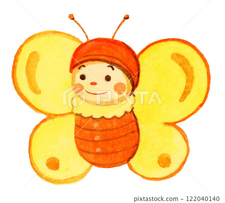 Hand-drawn watercolor illustration of a cute butterfly 122040140