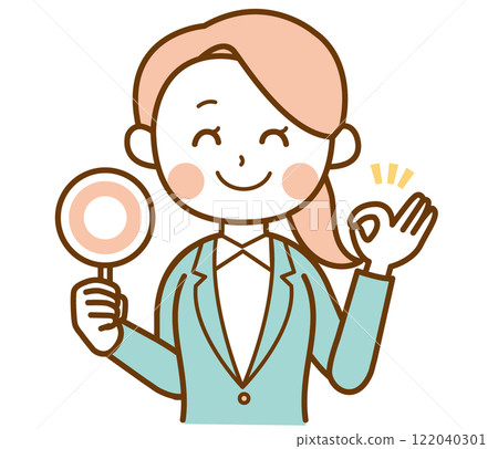 穿著西裝拿著十字架標記的女人的插圖 122040301