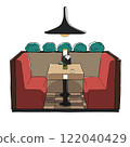 Illustration of a booth seat at a family restaurant 122040429