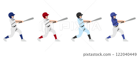 青少年棒球選手擊球插圖集 122040449