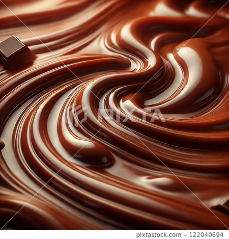 Close up of smooth melted chocolate - rich glossy texture background 122040694