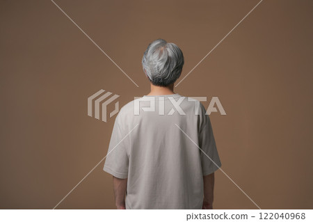 Back view of a middle-aged man with gray hair Back view of a middle-aged man with gray hair 122040968