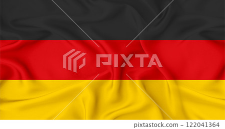 Realistic Germany flag waving. Close up of flag of Germany with cloth texture Realistic Germany flag waving. Close up of flag of Germany with cloth texture 122041364