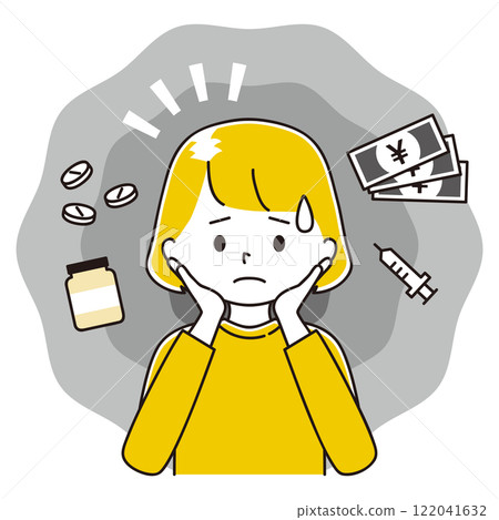 Medicine, injections, and money: Women's worries and questions about thinning hair: A woman with her hand on her cheek Medicine, injections, and money: Women's worries and questions about thinning hair: A woman with her hand on her cheek 122041632