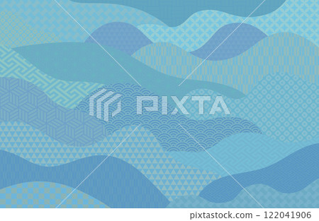 波浪，海日本圖案背景向量圖抽象背景藍色淺藍色 122041906