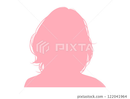 匿名個人檔案中長髮女性剪影(正面,粉紅色,上身) 匿名個人檔案中長髮女性剪影(正面,粉紅色,上身) 122041964