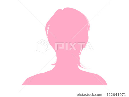 Close-up silhouette of a short-haired woman's face (front, pink, upper body) Anonymous profile material Close-up silhouette of a short-haired woman's face (front, pink, upper body) Anonymous profile material 122041971