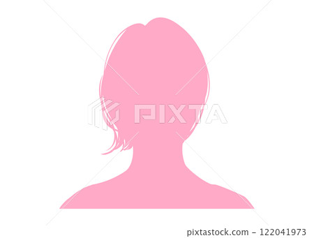 Close-up silhouette of a woman with short bob (front, pink, upper body) for anonymous profile 122041973