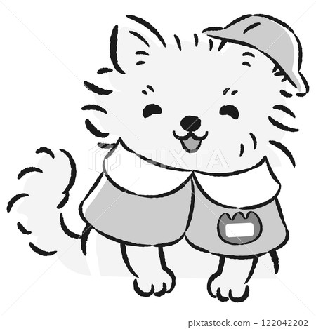 Illustration of a dog wearing a kindergarten uniform 122042202