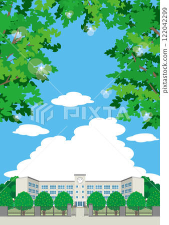 新綠季節的校舍插圖 新綠季節的校舍插圖 122042299