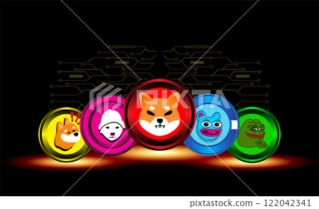 the best of meme coin crypto currency background the best of meme coin crypto currency background 122042341