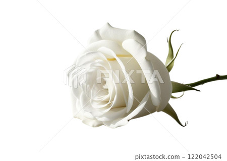 beautiful white rose on the white background 122042504