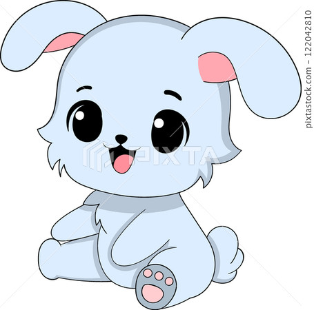Adorable Baby Bunny Sitting Cheerfully with Floppy Ears Adorable Baby Bunny Sitting Cheerfully with Floppy Ears 122042810