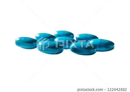 blue pills on the white background blue pills on the white background 122042882