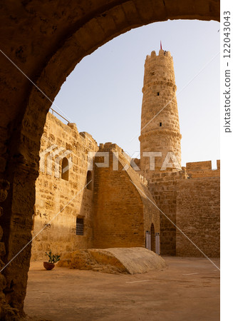 Ribat of Monastir, Islamic defensive structure, located in Monastir, Tunisia. Picturesque view from arch 122043043