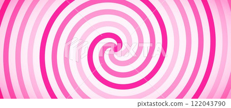Candy color spiral background. Pink rotating swirl pattern wallpaper. Cute spinning vortex for banner, poster, flyer, booklet. Sweet cartoon hypnotic concept. Vector strawberry ice cream backdrop Candy color spiral background. Pink rotating swirl pattern wallpaper. Cute spinning vortex for banner, poster, flyer, booklet. Sweet cartoon hypnotic concept. Vector strawberry ice cream backdrop 122043790