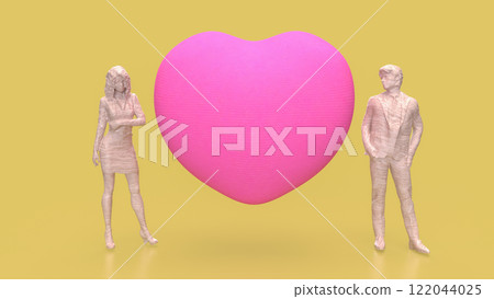 The Man woman and Heart for Love or Valentine concept 3d rendering. The Man woman and Heart for Love or Valentine concept 3d rendering. 122044025