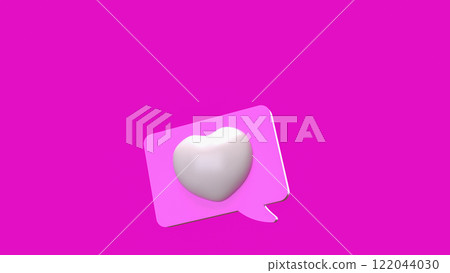 Heart on Balloon text on Pink Background 3d Rendering. 122044030