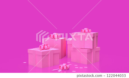 Gift box on Pink Background for celebration or valentines concept 3d rendering. Gift box on Pink Background for celebration or valentines concept 3d rendering. 122044033