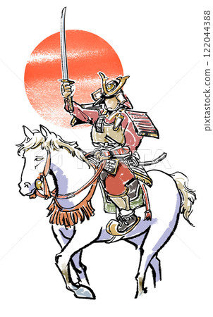 舉起劍的騎兵戰士-顏色 122044388