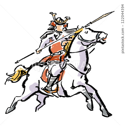 Warrior riding a white horse Warrior riding a white horse 122044394