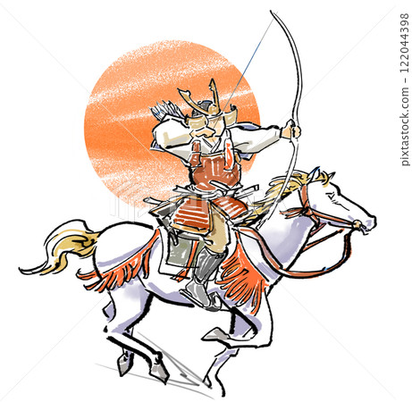 Yabusame with the sun at its back 122044398