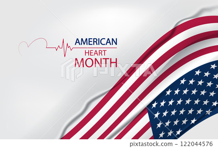 American Heart Month Beautiful Design With the USA Flag 122044576