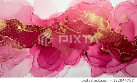 奢華水彩風格背景插畫酒精墨水藝術傳單/網頁/影片背景素材16:9尺寸 122044797