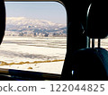 Rural winter view from the car 122044825