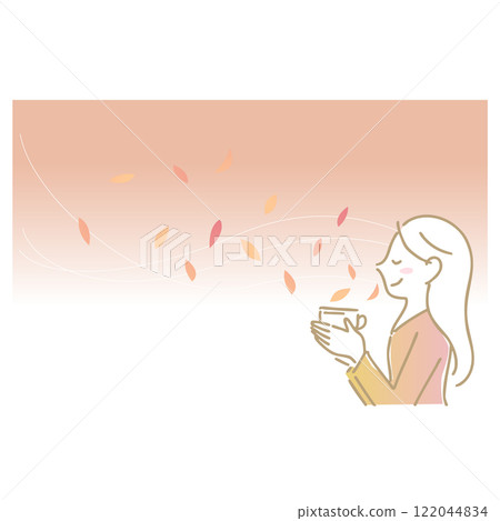 享受茶香的女人:插畫素材:背景 享受茶香的女人:插畫素材:背景 122044834