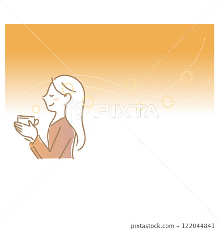 享受熱飲香氣的女人:插畫素材 享受熱飲香氣的女人:插畫素材 122044841