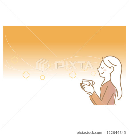 享受熱飲香氣的女人:插畫素材 享受熱飲香氣的女人:插畫素材 122044843