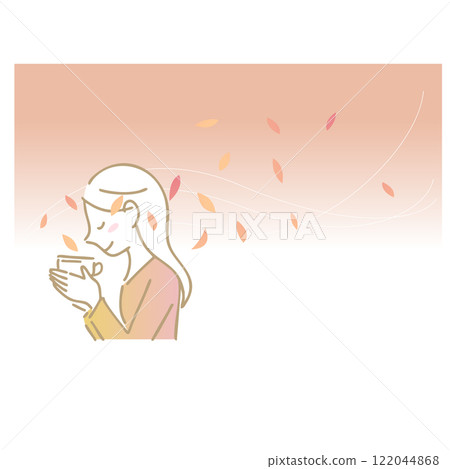 享受茶香的女人:插畫素材:背景 享受茶香的女人:插畫素材:背景 122044868