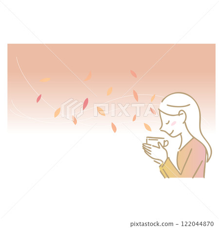 享受茶香的女人：插畫素材：背景 122044870