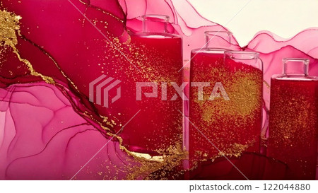 Luxurious watercolor-style background illustration Alcohol ink art Flyer, web, video background material 16:9 size 122044880