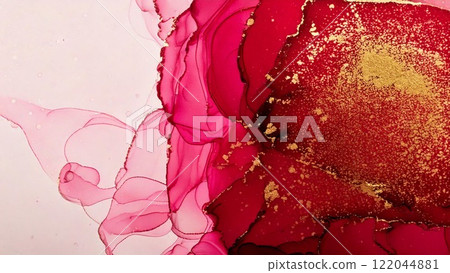 Luxurious watercolor-style background illustration Alcohol ink art Flyer, web, video background material 16:9 size 122044881
