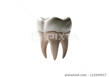 floated 3d render of tooth on the white background  122044917