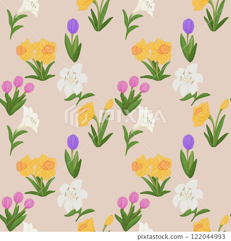 seamless pattern with Easter Theme Light brown background seamless pattern with Easter Theme Light brown background 122044993